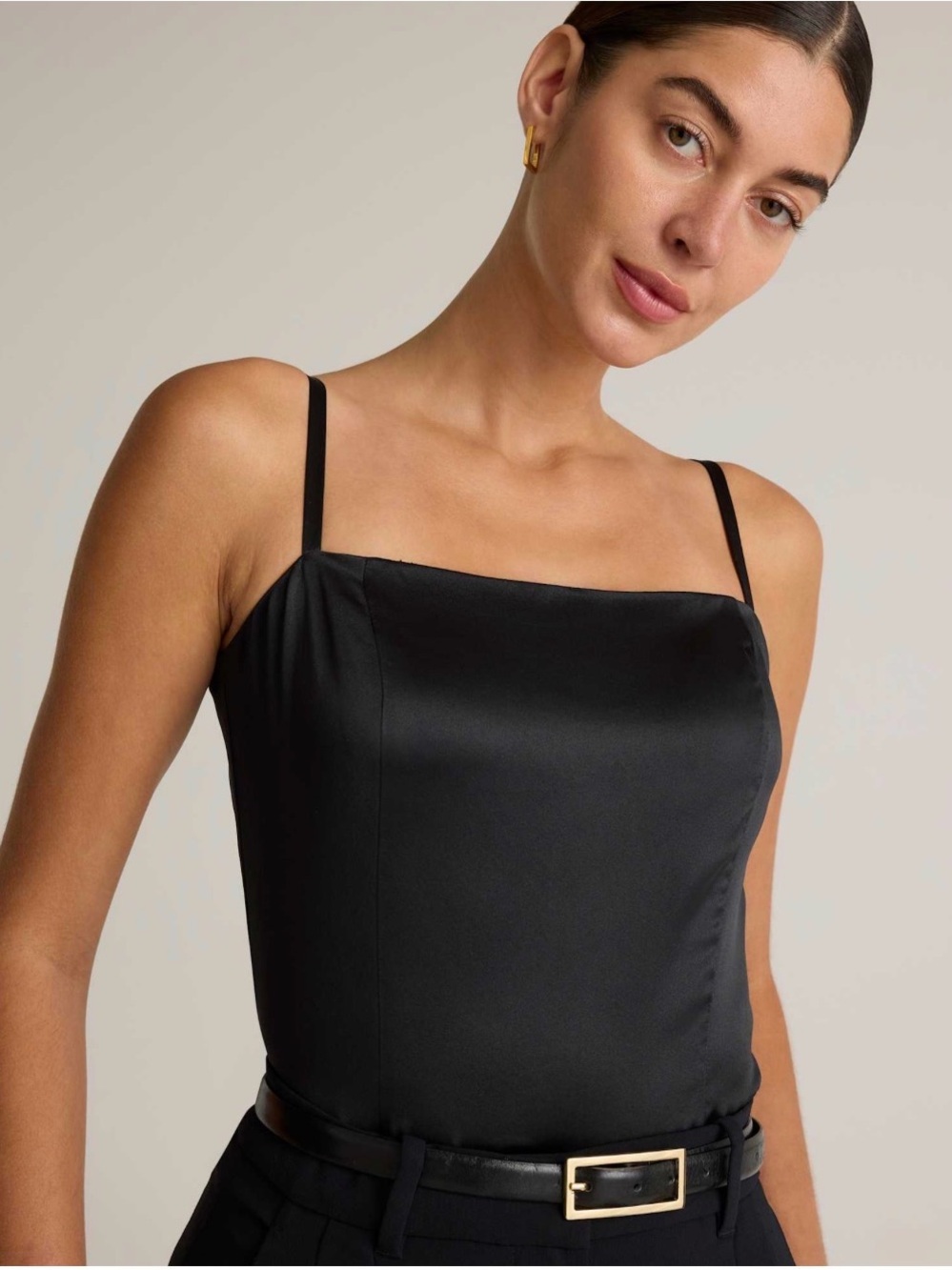 NWT Quince Washable 100% Silk Square Neck Tank Black Size S